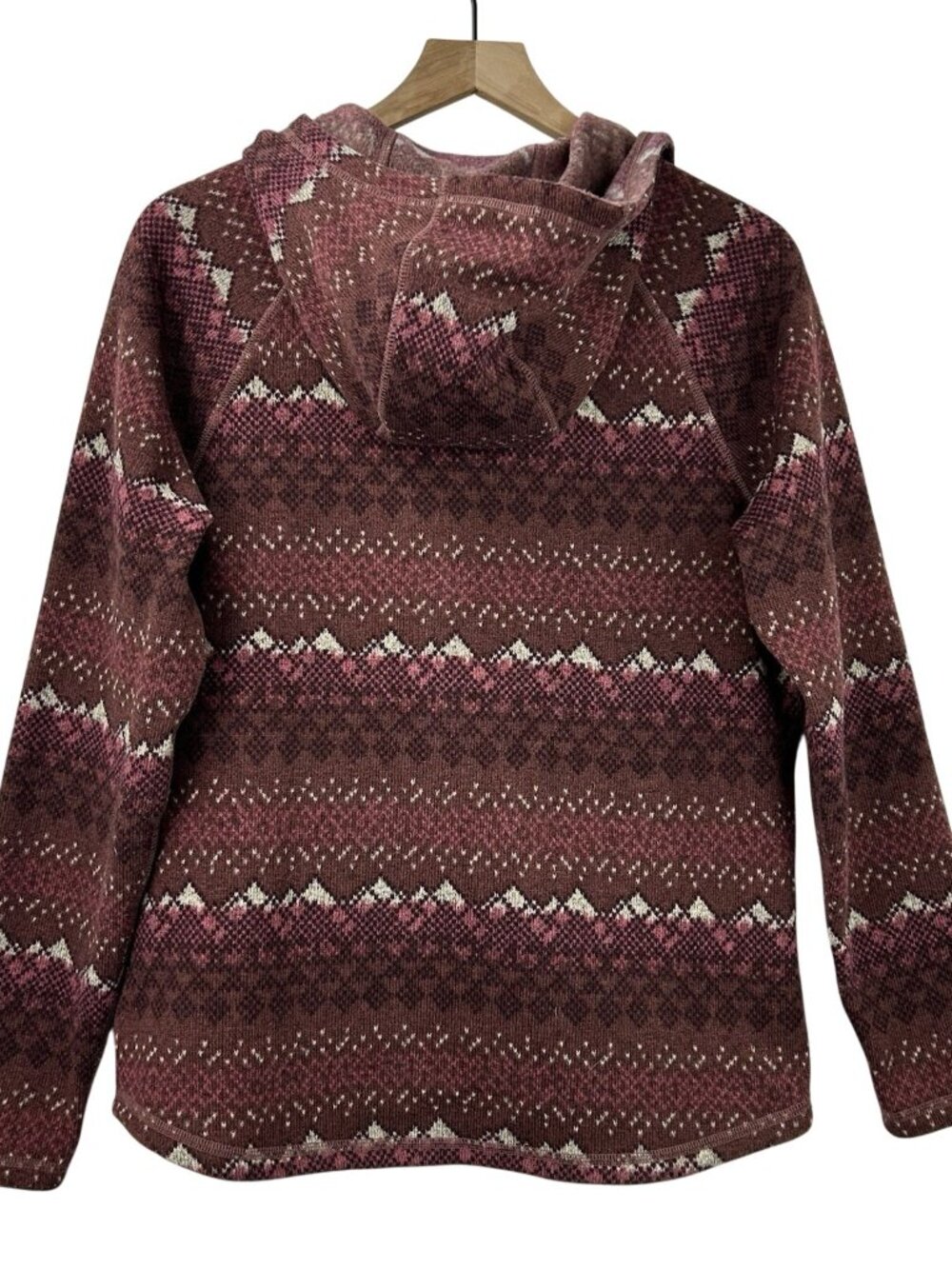 North Face Sweater Women’s M Printed Crescent Fleece Hooded Pullover Fair Isle - Picture 2 of 15